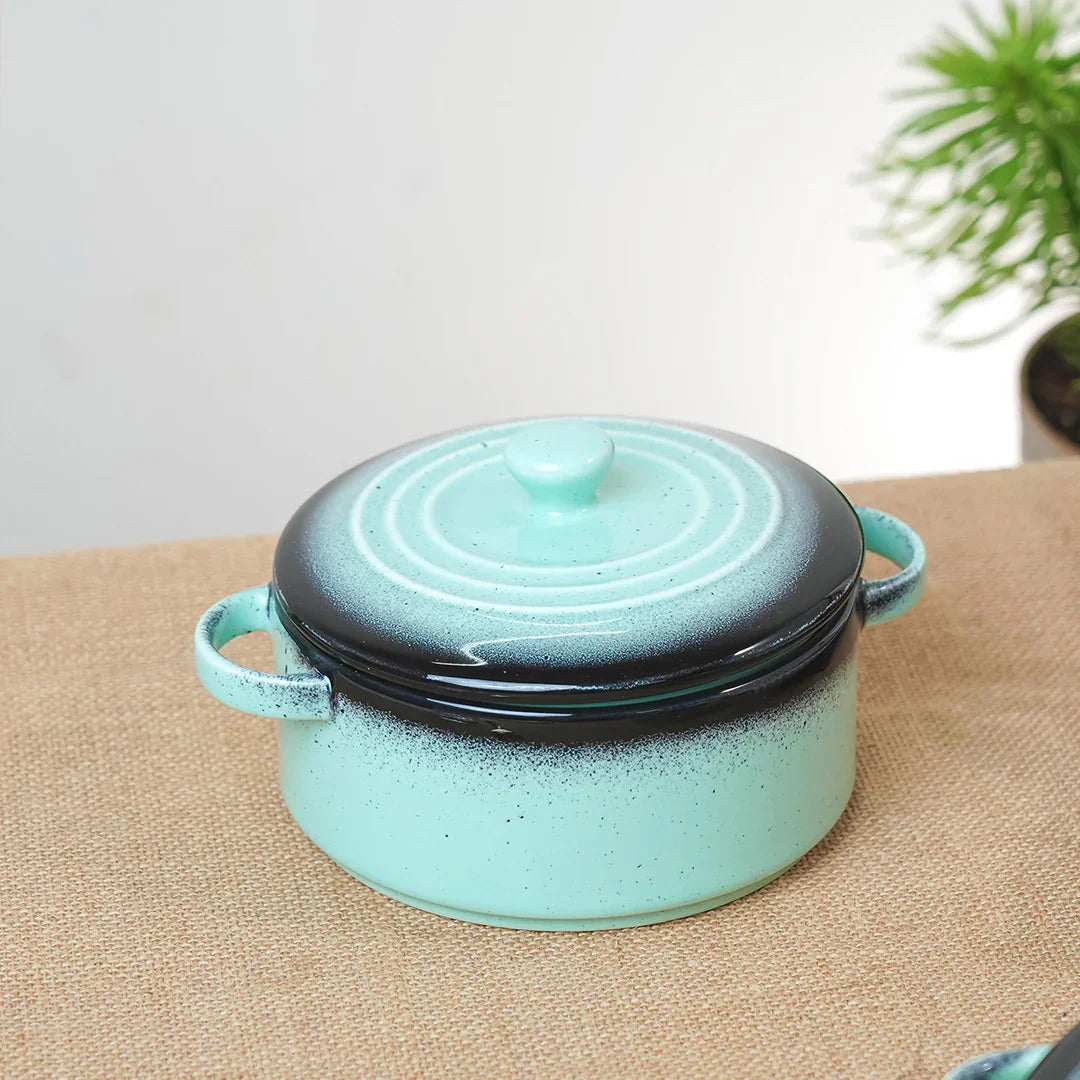 Prisma Fine Porcelain Round Casserole Set with Lids (10 cm, 12 cm &amp; 14 cm) – Mint Green Cook &amp; Serve - Vola Global