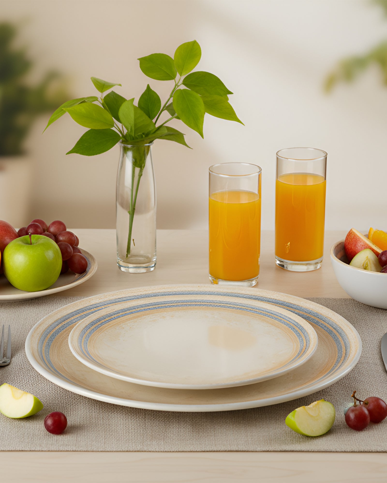 Pixel Solace Porcelain Dinnerware Set of 20 | Earth Tones