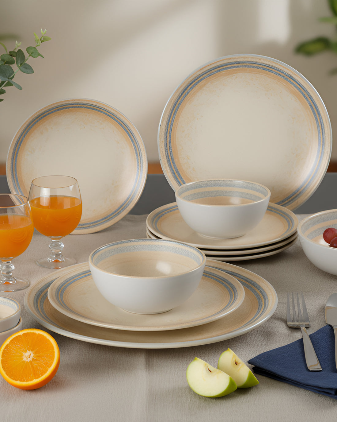 Pixel Collection Solace Fine Porcelain Dinnerware Set of 20 – Soothing Earth-Toned Elegance for Everyday Dining