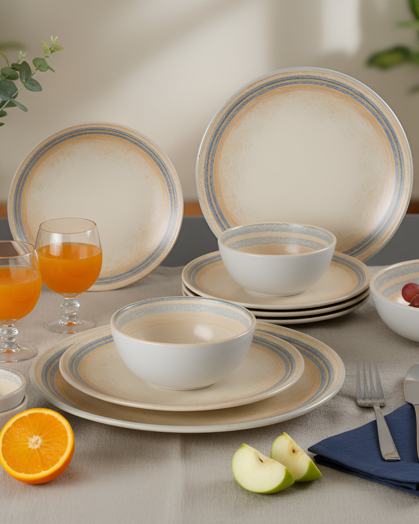 Pixel Solace Porcelain Dinnerware Set of 20 | Earth Tones