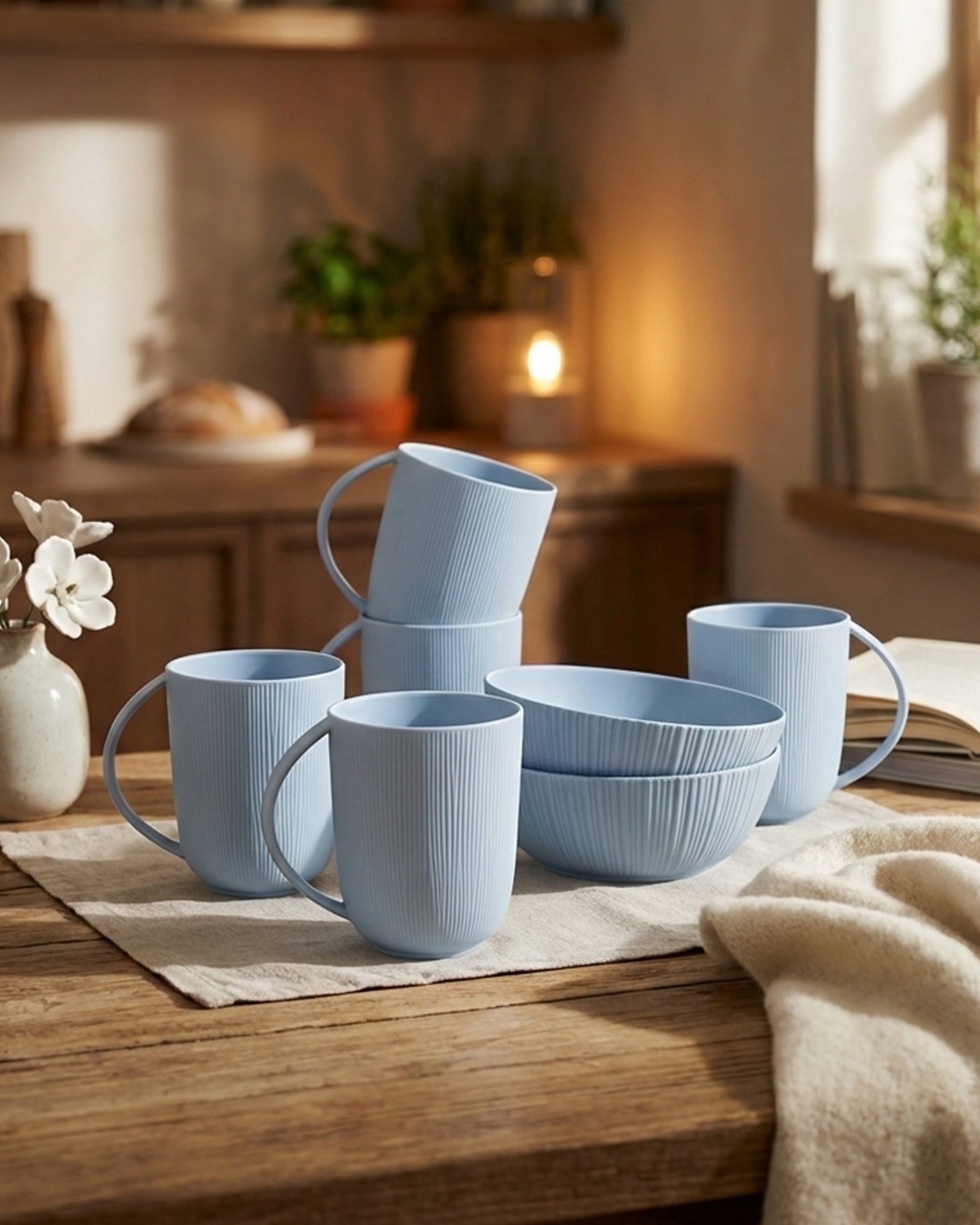 Vogue Porcelain Set | 4 Conical Mugs &amp; 2 Coupe Bowls