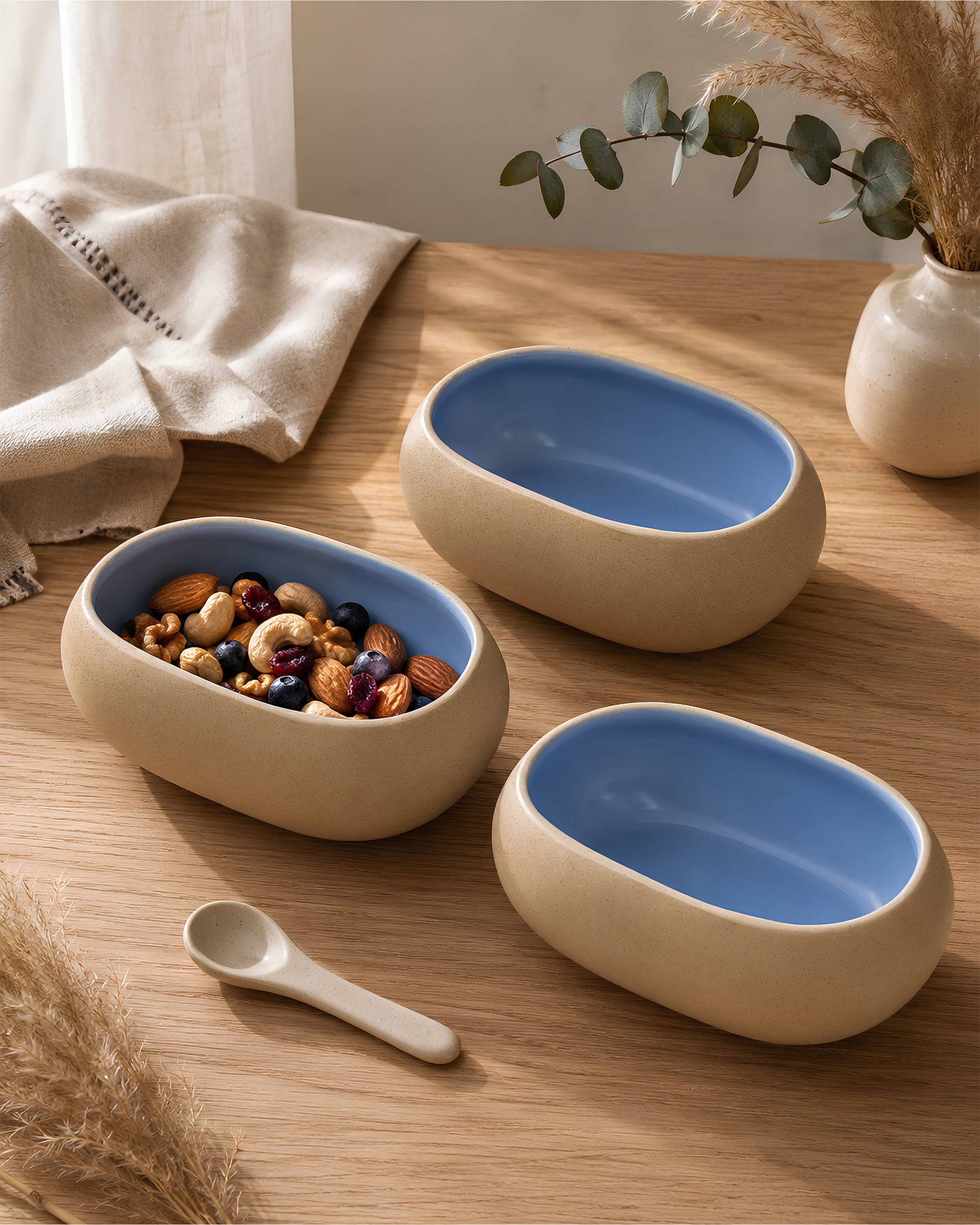 Earthen Soul Oval Set | 3 Oval Bowls | Earth Porcelain