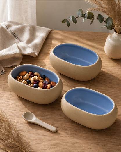 Earthen Soul Oval Set | 3 Oval Bowls | Earth Porcelain