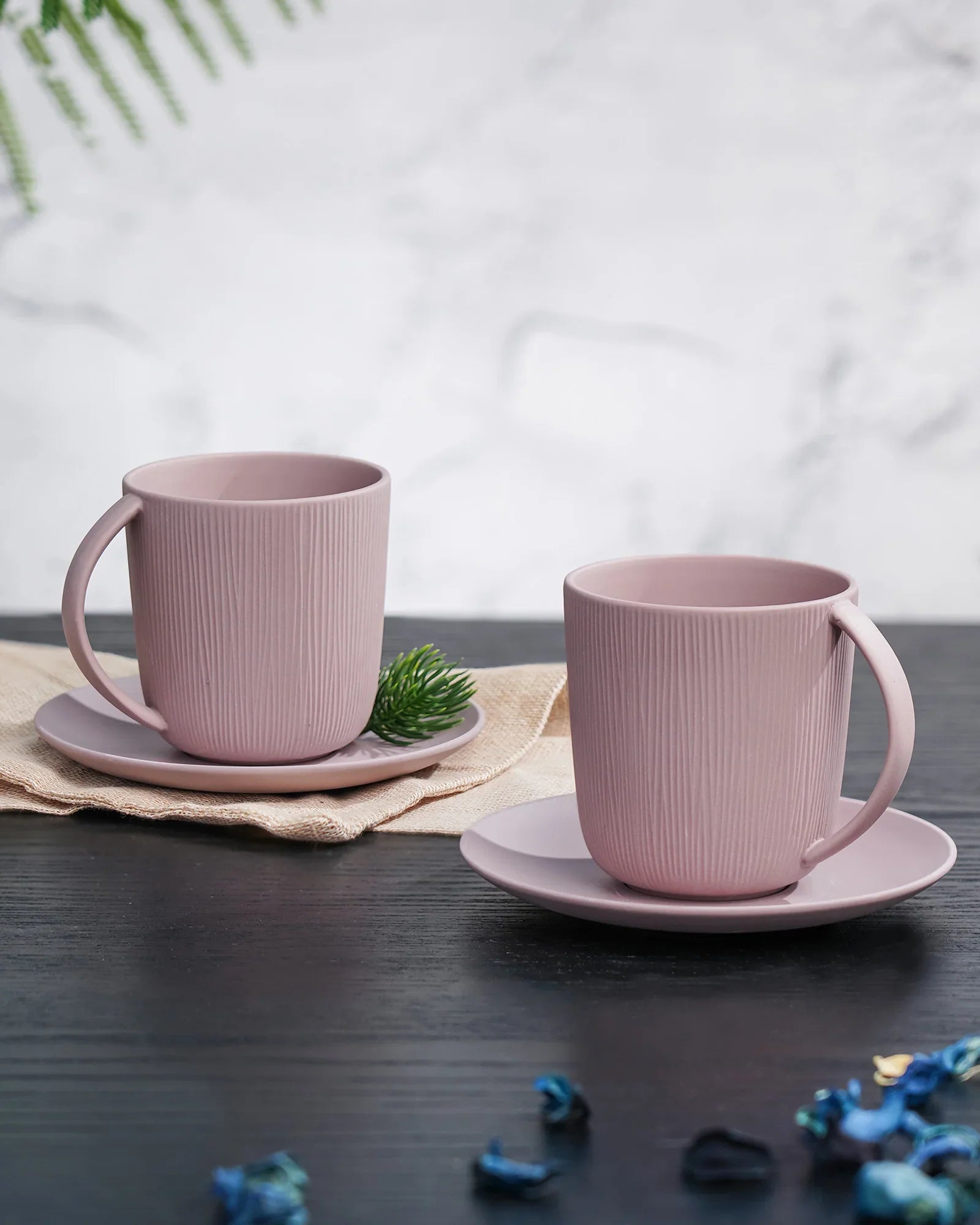 Vogue Conical Fine Porcelain Cup &amp; Saucer Set of 4 – Modern Tapered Design for Tea &amp; Coffee - Vola Global