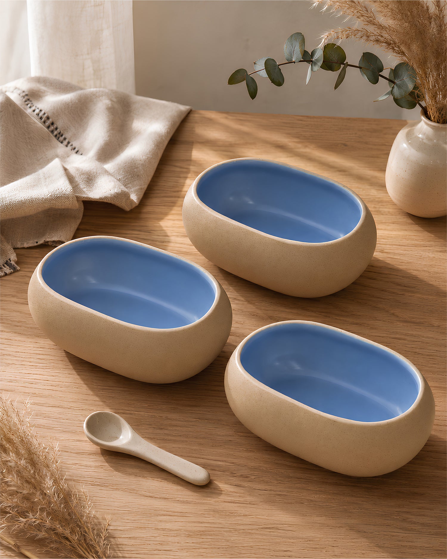 Earthen Soul Oval Set | 3 Oval Bowls | Earth Porcelain