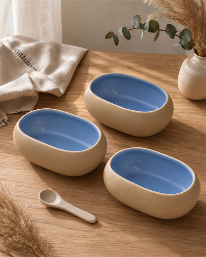 Earthen Soul Oval Set | 3 Oval Bowls | Earth Porcelain