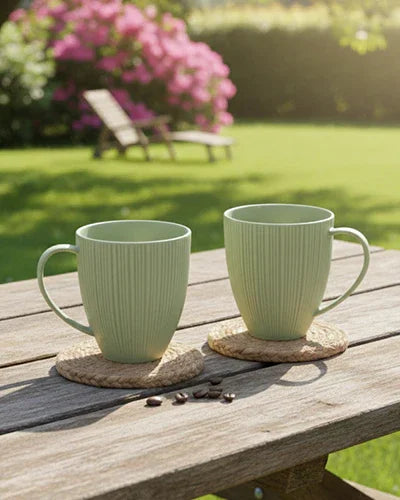 Vogue Diamond Porcelain Mug Set of 2 | Faceted Mugs