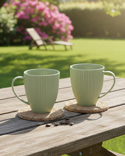 Vogue Diamond Fine Porcelain Mug Set of 2 – Faceted Mugs for Stylish Tea &amp; Coffee