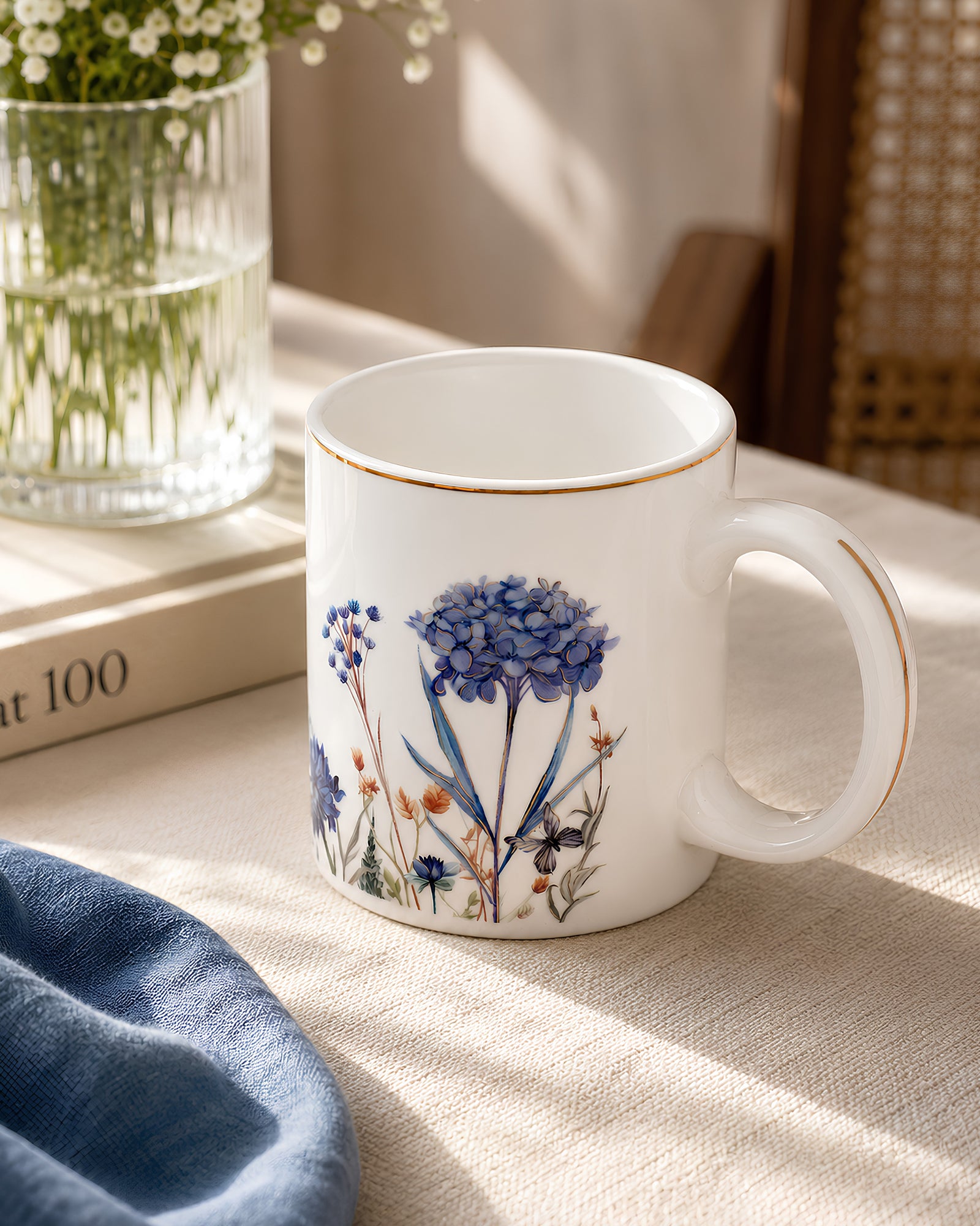 Vola Jardin Blue LEGACY Collection 320ml Gold Rim Mug