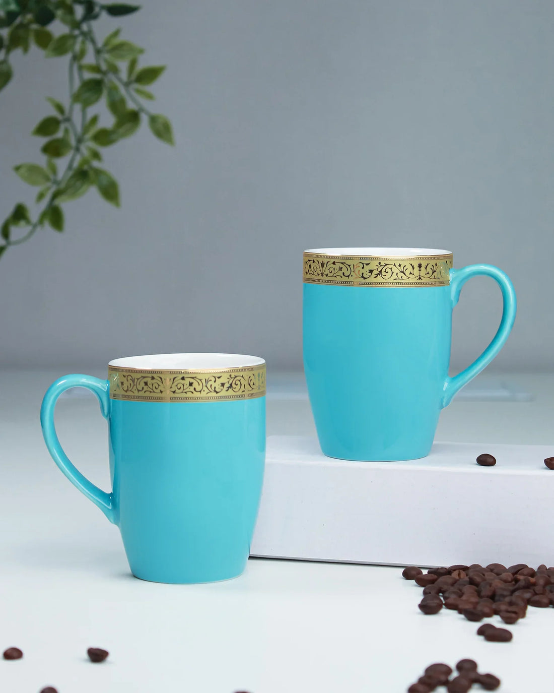 Scarlet Fine Porcelain Mug Set of 6 – Elegant Pastel Colors with Gold Rims - Vola Global