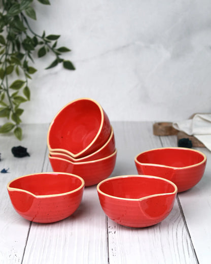 Chestnet red || Organic thumb bowl - Set of 6
