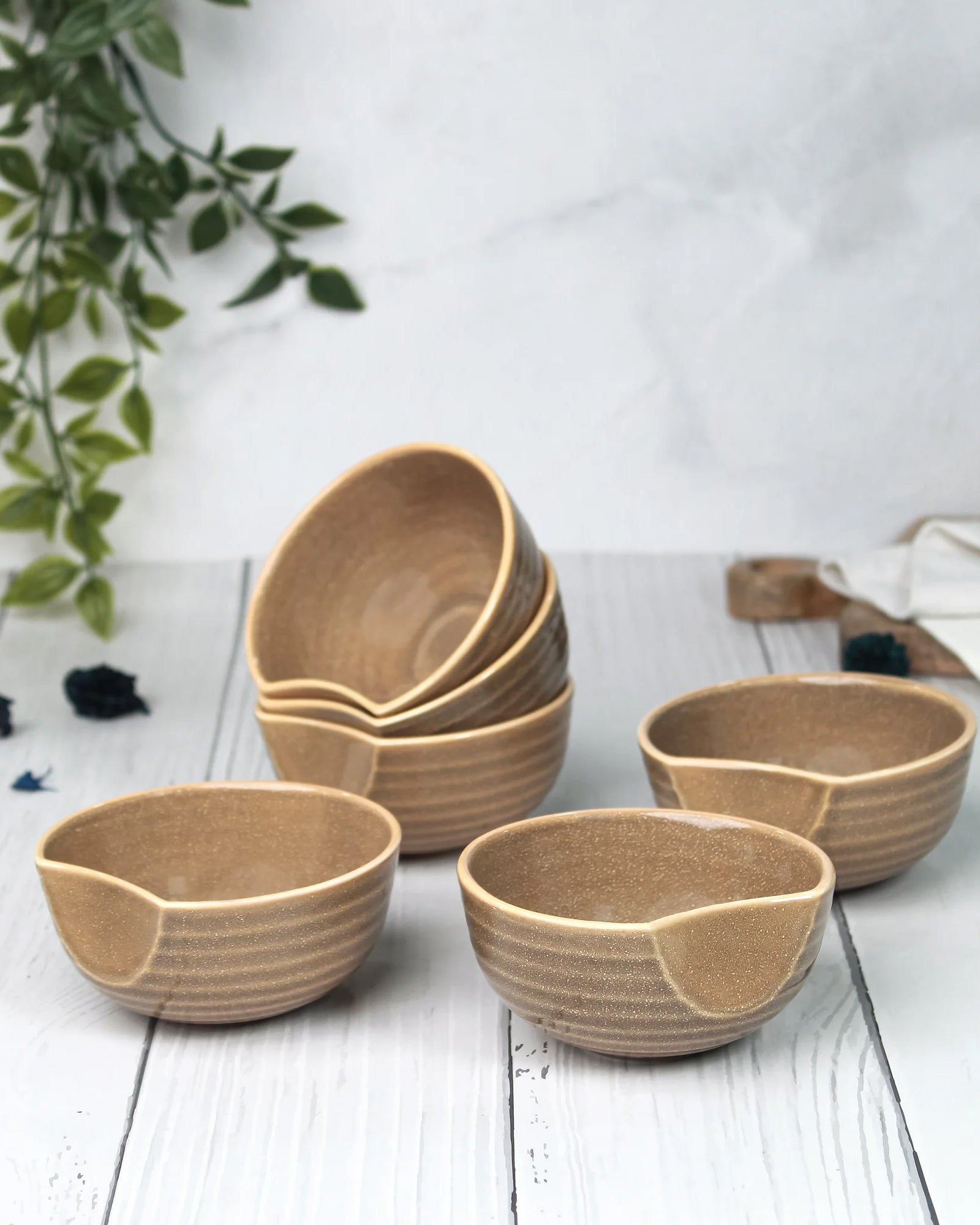 Sepia brown || Organic thumb bowl - Set of 6