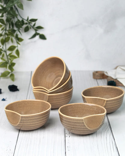 Sepia brown || Organic thumb bowl - Set of 6