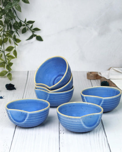 Crystal blue || Organic thumb bowl - Set of 6