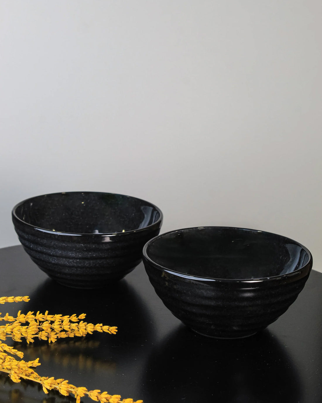 Charcoal black || Organic big bowl - Set of 2