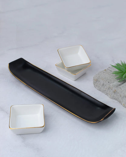 Black || Bloom Vegas Soirée Combo Set of 4 - Elevate Your Gathering with Culinary Elegance