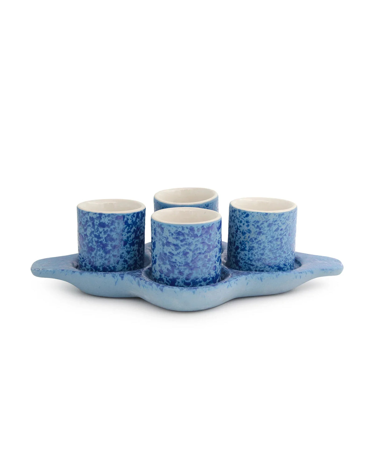 Speckle Pattern Shot Squad Tray – Stoneware Holder Tray with Contemporary Speckled Design - Vola Global