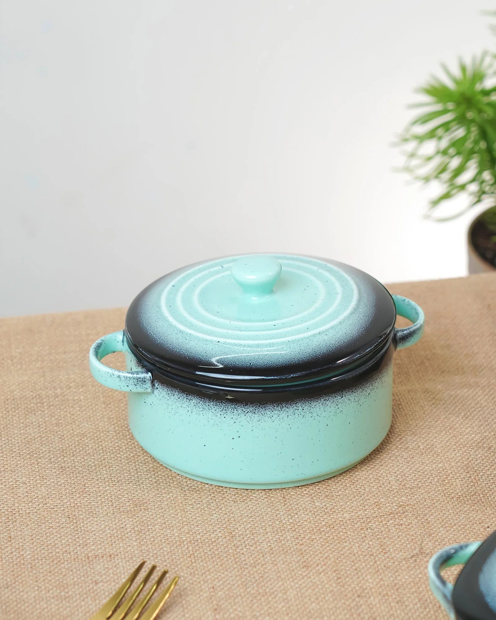 Prisma Fine Porcelain Round Casserole Set with Lids (10 cm, 12 cm &amp; 14 cm) – Mint Green Cook &amp; Serve - Vola Global