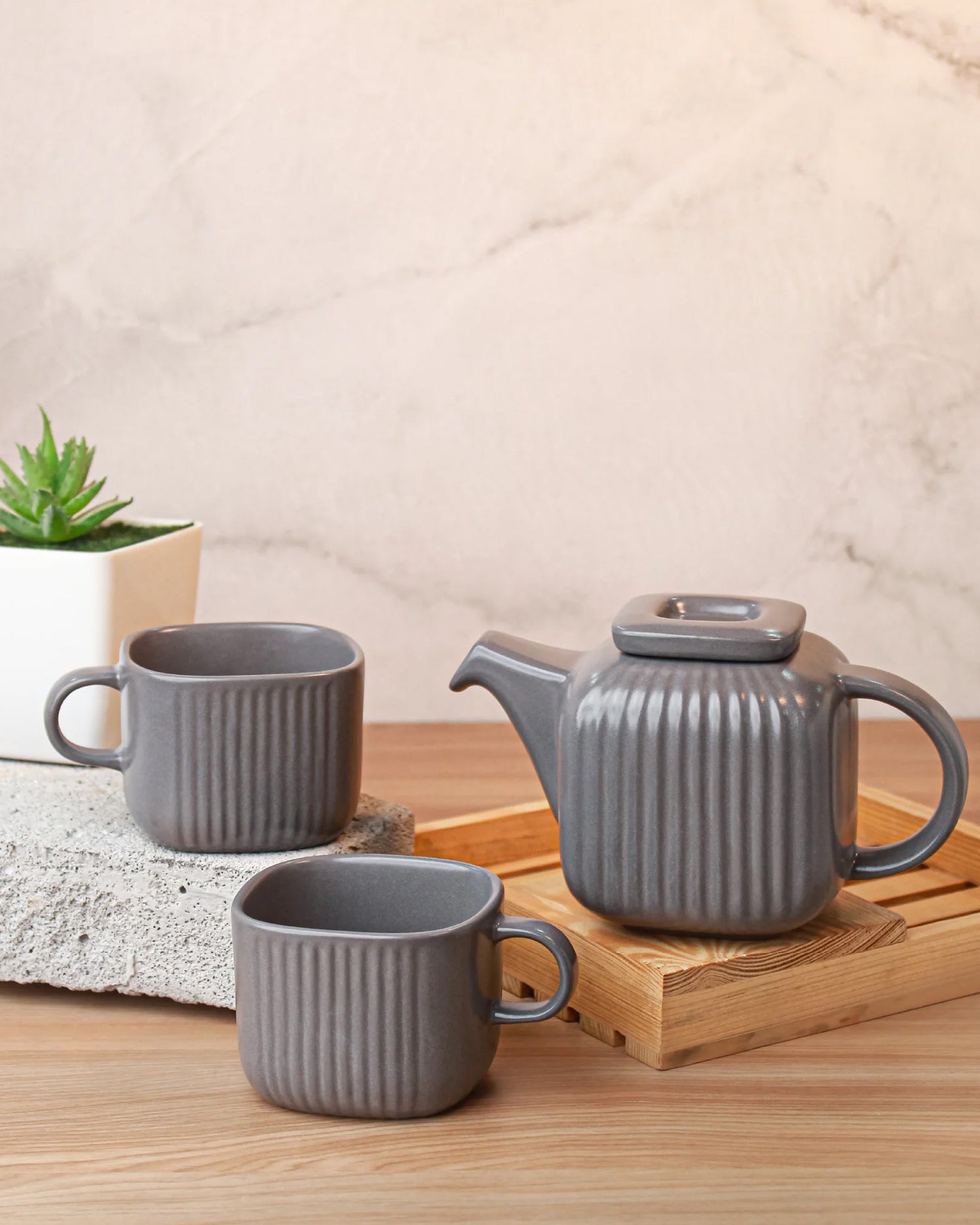 Pebble grey || Bloom Tea Trio: Elevate Your Tea Time