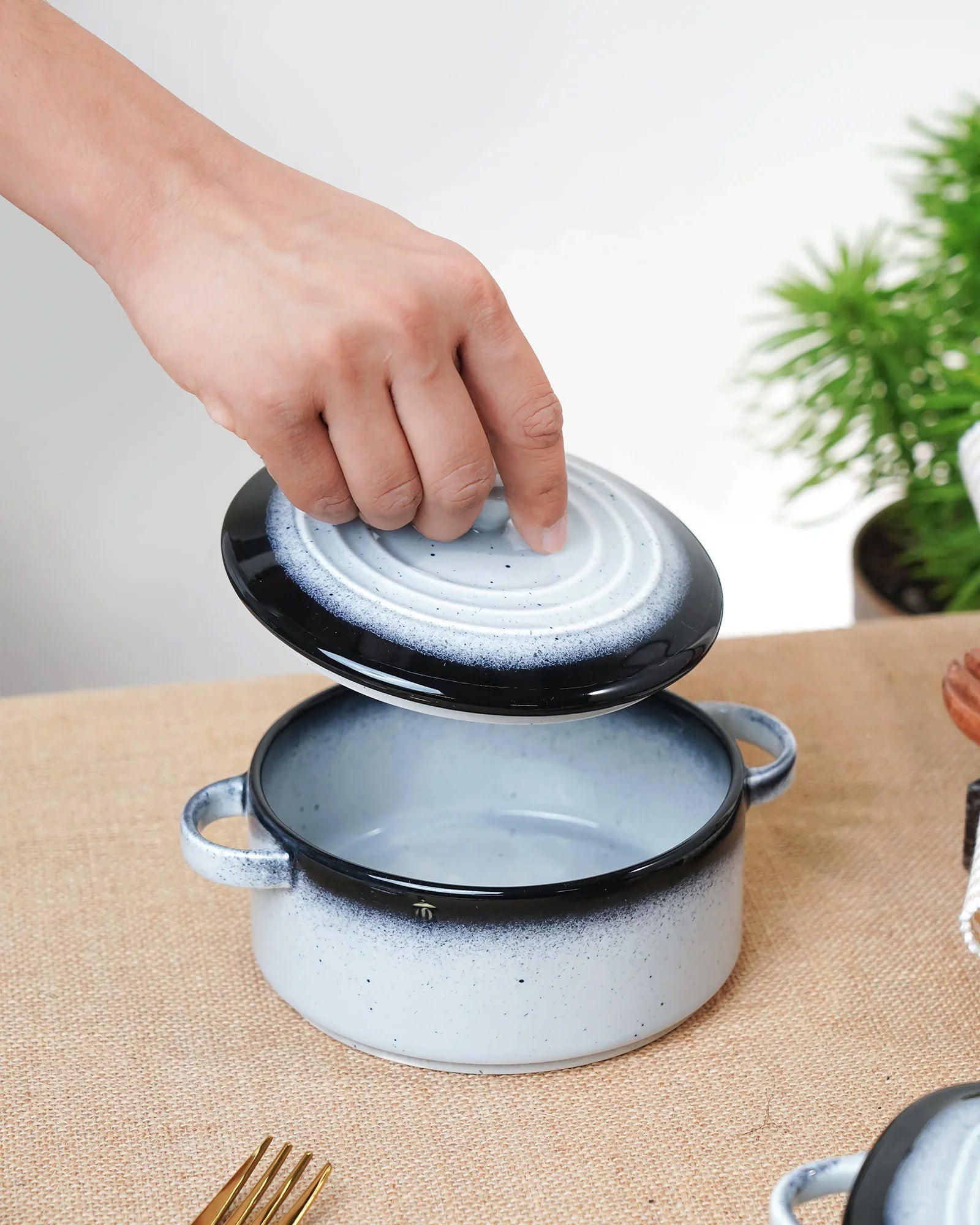 Prisma Fine Porcelain Round Casserole Set with Lids (10 cm, 12 cm &amp; 14 cm) – Cloudy Ivory Cook &amp; Serve - Vola Global