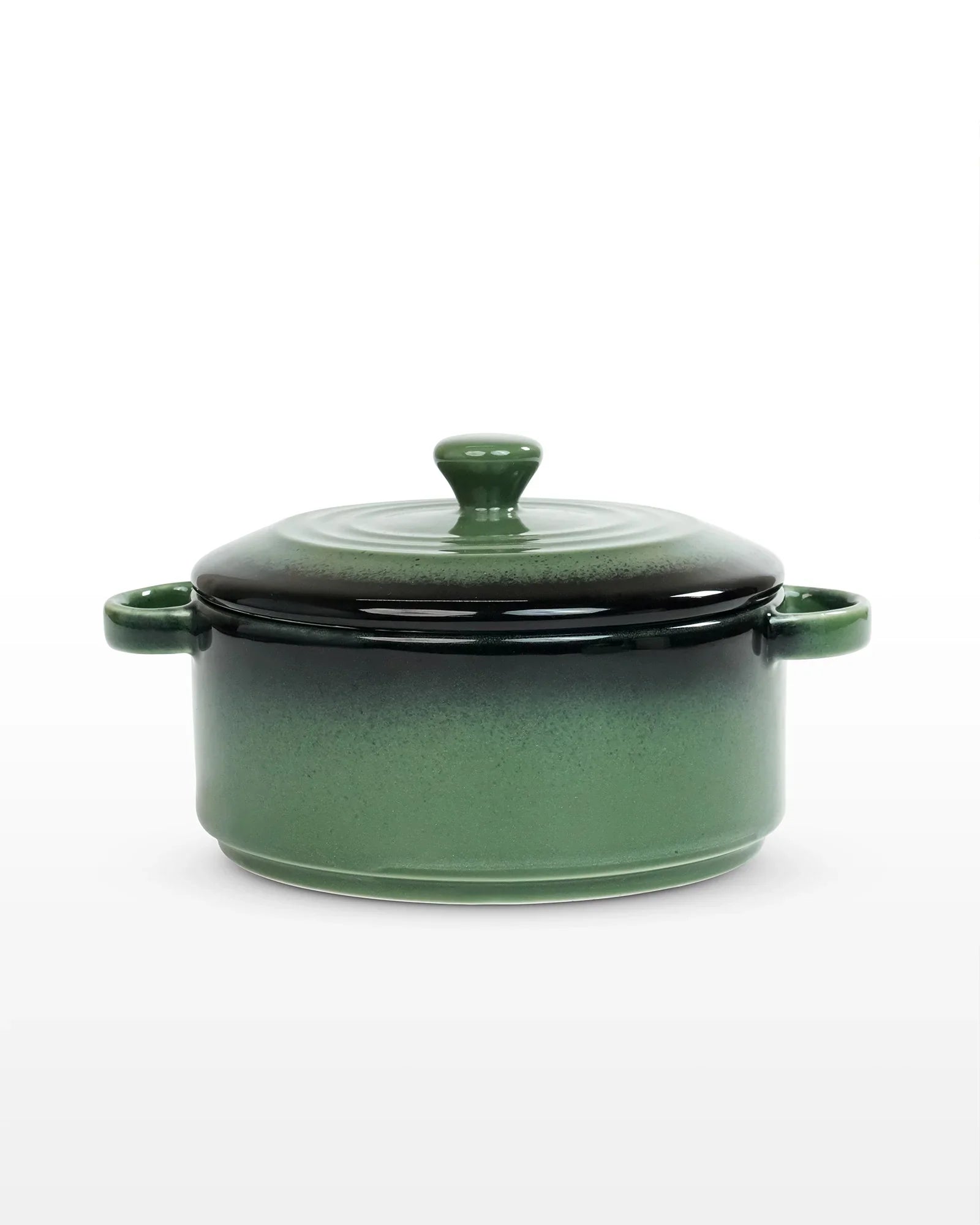 Prisma Fine Porcelain Round Casserole Set with Lids (10 cm, 12 cm &amp; 14 cm) – Olive Green Cook &amp; Serve - Vola Global
