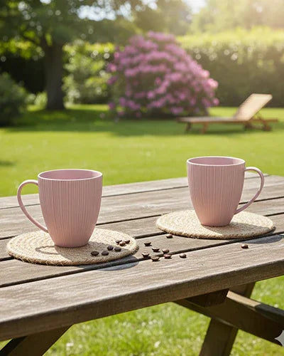Vogue Diamond Porcelain Mug Set of 2 | Faceted Mugs
