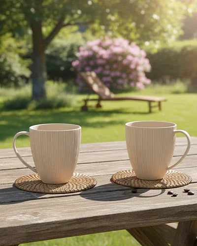 Vogue Diamond Porcelain Mug Set of 2 | Faceted Mugs