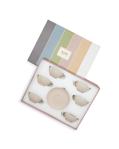 Vogue Coupe Fine Porcelain Cup &amp; Saucer Set of 12 – Sleek Contemporary Design for Tea &amp; Coffee