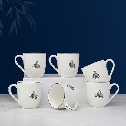 Platinum || Gaj Mini Sip Cup—Porcelain Cup | Elephant Motif | Ideal for Tasting, Espresso &amp; Gifting