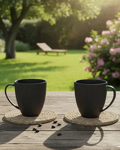Vogue Diamond Porcelain Mug Set of 2 | Faceted Mugs