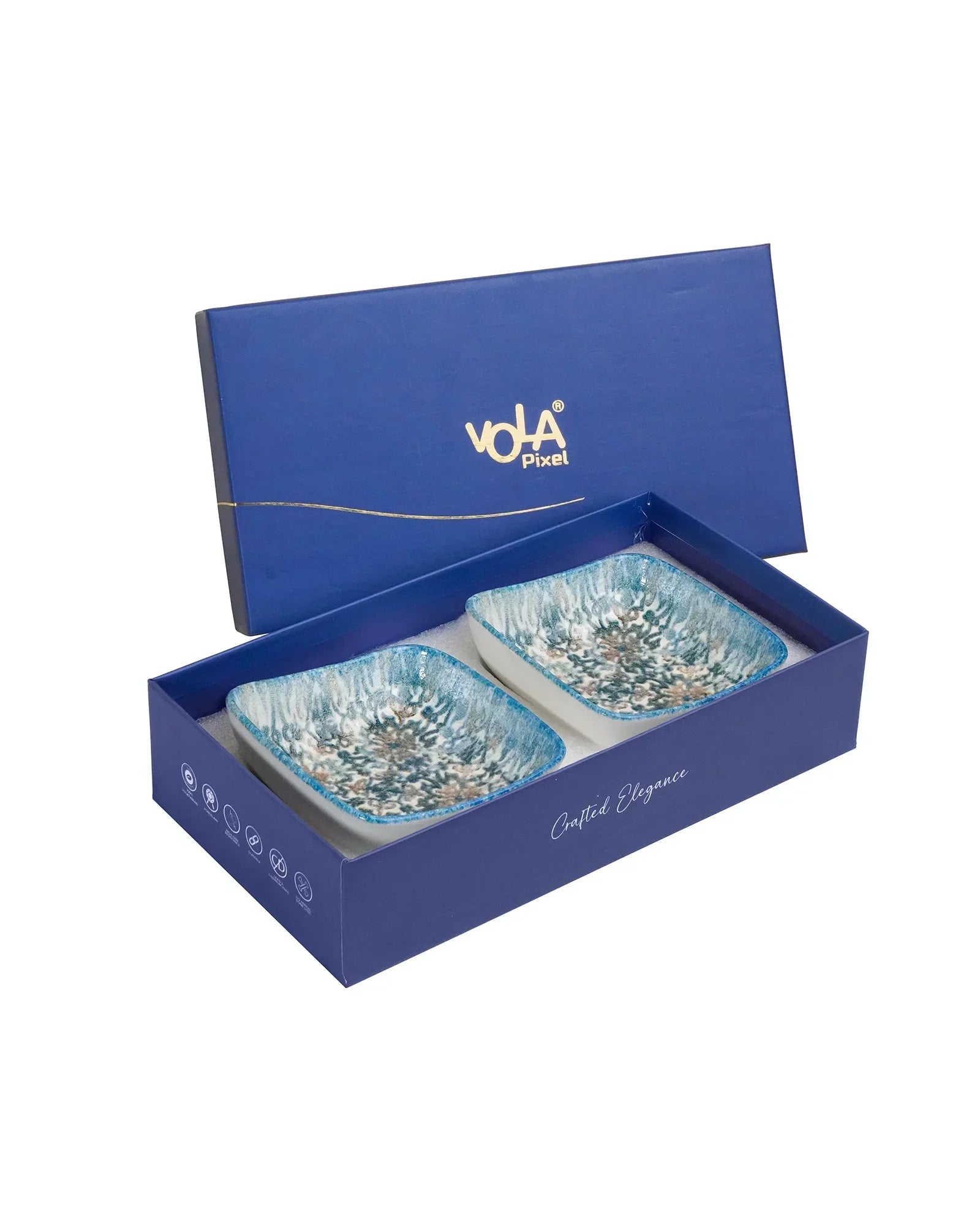 Pixel Square Elevated Fine Porcelain Bowl – 12 cm Snack Bowl with Pixel Design - Vola Global