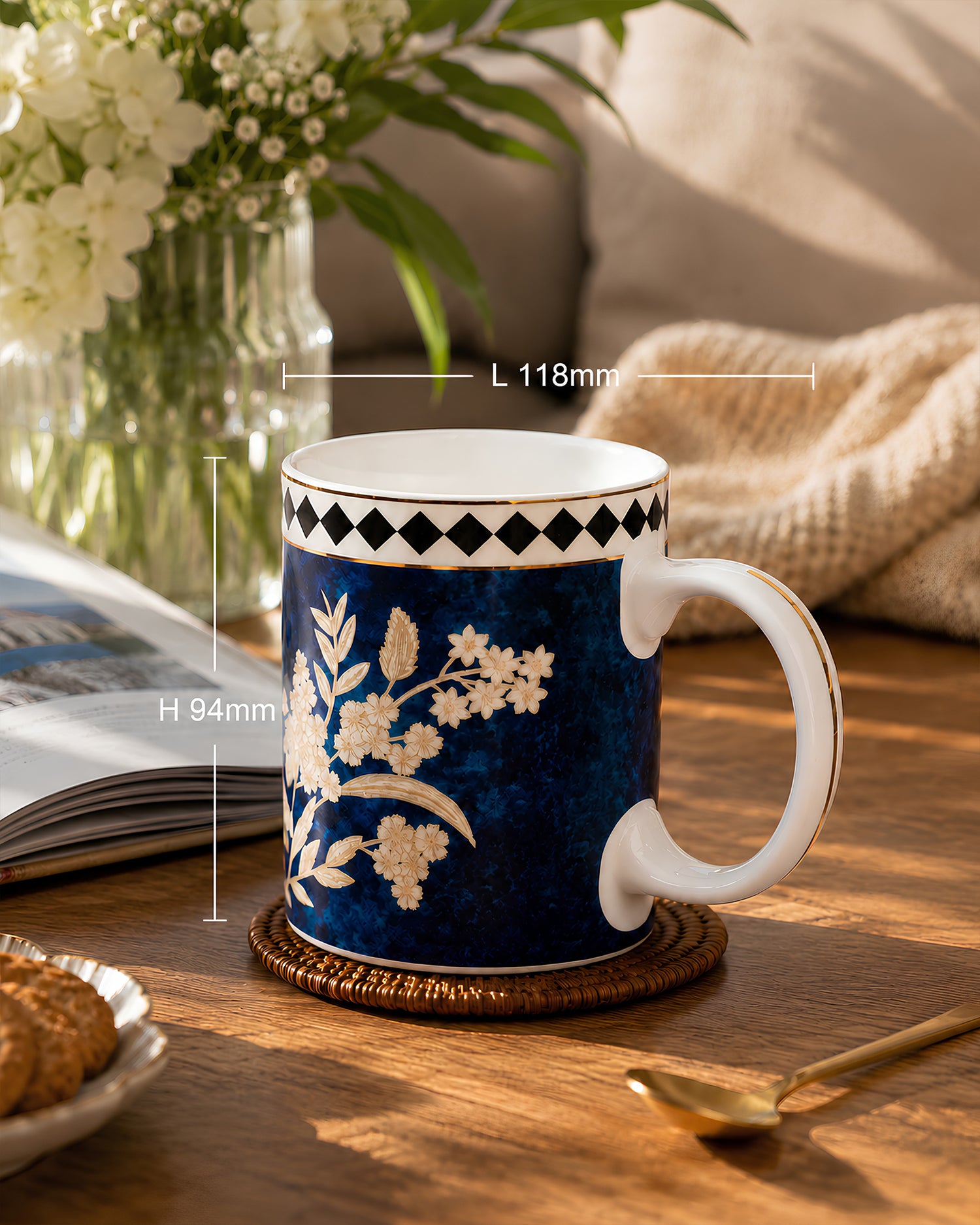 Vola Midnight Fleur 320ml Gold Mug | Legacy Collection