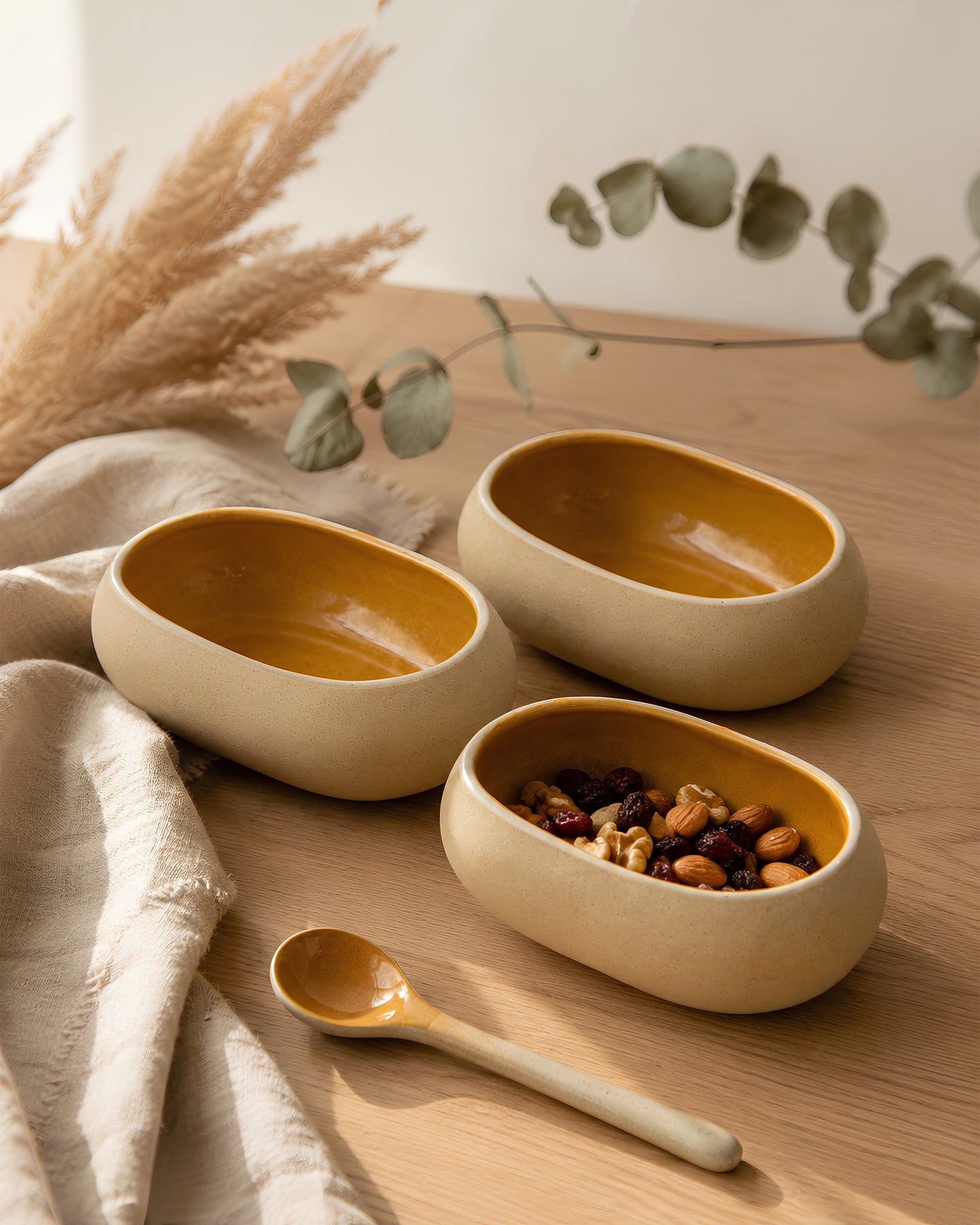 Earthen Soul Oval Set | 3 Oval Bowls | Earth Porcelain