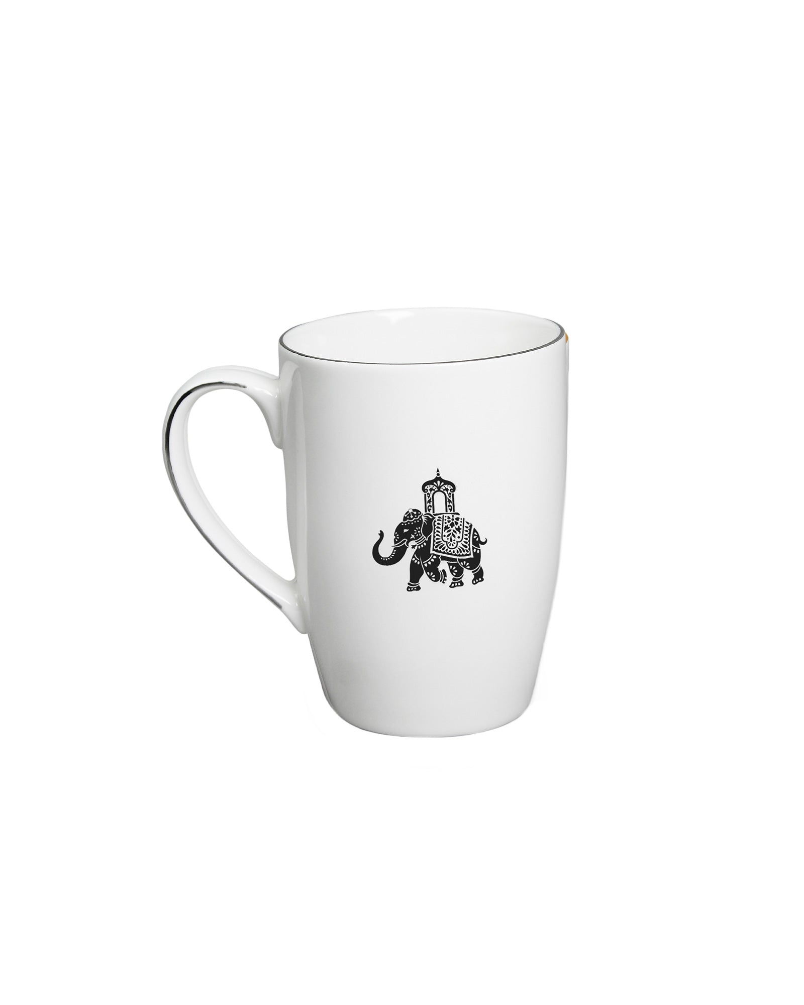Platnium || Vola Gaj Mugs Set of 2 | 230 ml Porcelain Coffee Mugs with Elephant Design