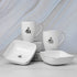 Platnium || Gaj Mug & Bowl Set – 2 Coffee Mugs + 2 Curve-Shaped Square Bowls | Porcelain | Elephant Motif