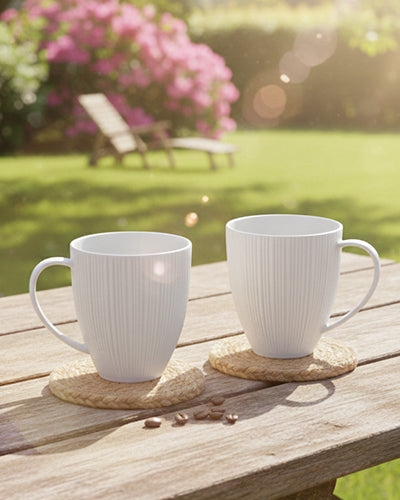 Vogue Diamond Fine Porcelain Mug Set of 2 – Faceted Mugs for Stylish Tea &amp; Coffee