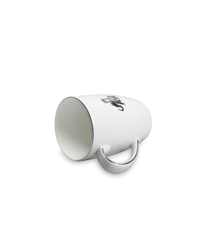 Platnium || Vola Gaj Mugs Set of 2 | 230 ml Porcelain Coffee Mugs with Elephant Design