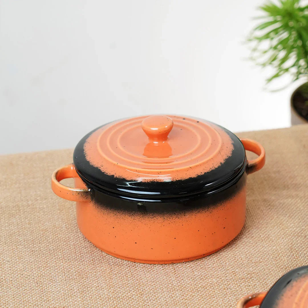 Prisma Fine Porcelain Round Casserole with Lid – Spicy Orange Cook &amp; Serve - Vola Global