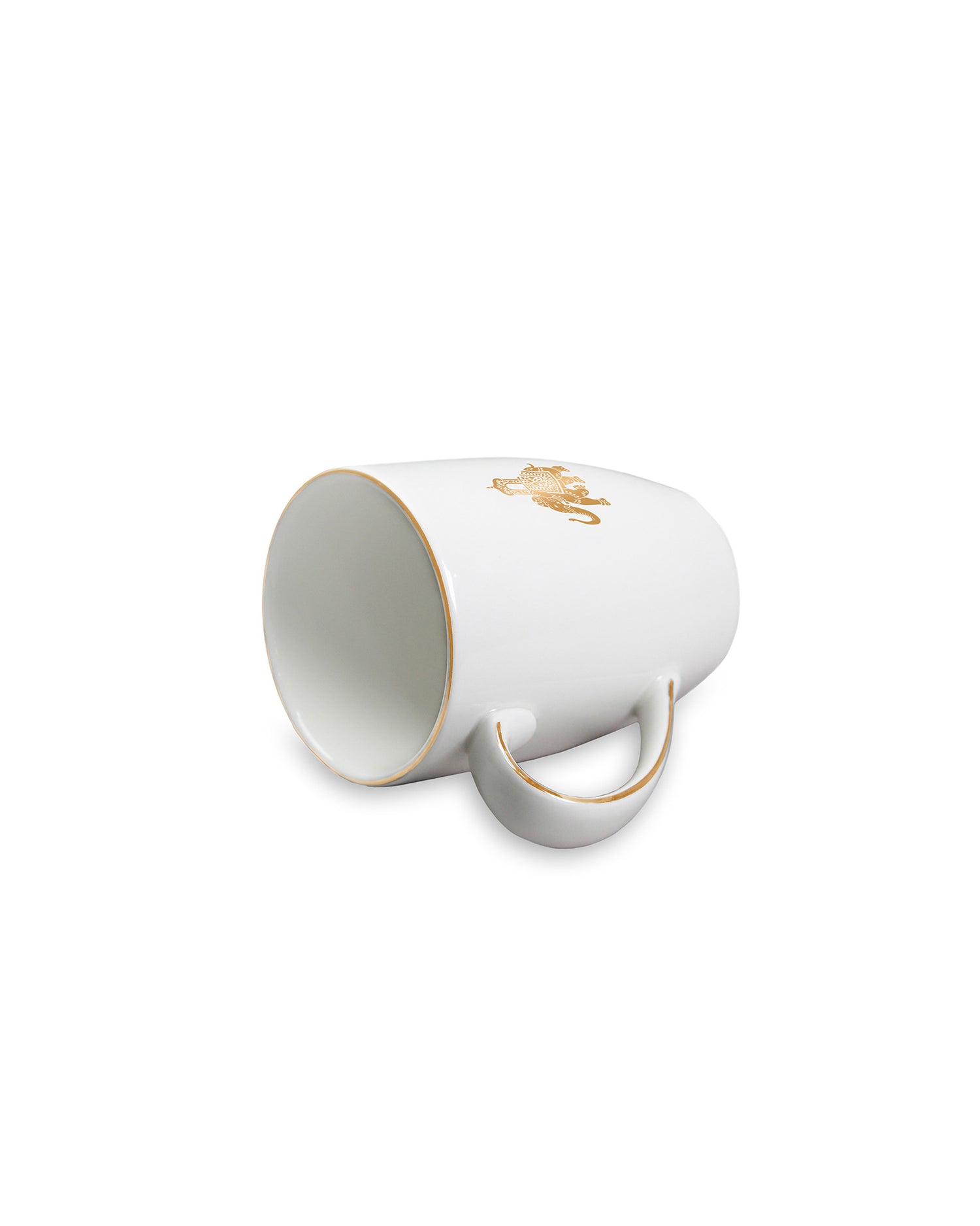 Gold || Vola Gaj Mugs Set of 2 | 230 ml Porcelain Coffee Mugs with Elephant Design