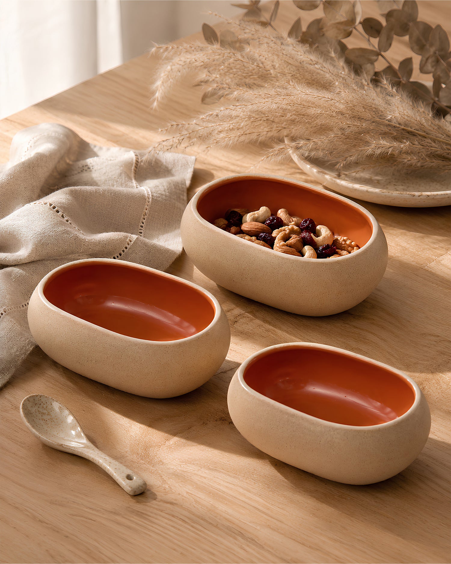 Earthen Soul Oval Set | 3 Oval Bowls | Earth Porcelain