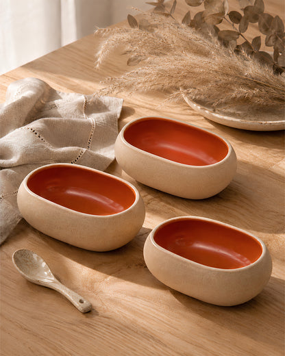 Earthen Soul Oval Set | 3 Oval Bowls | Earth Porcelain