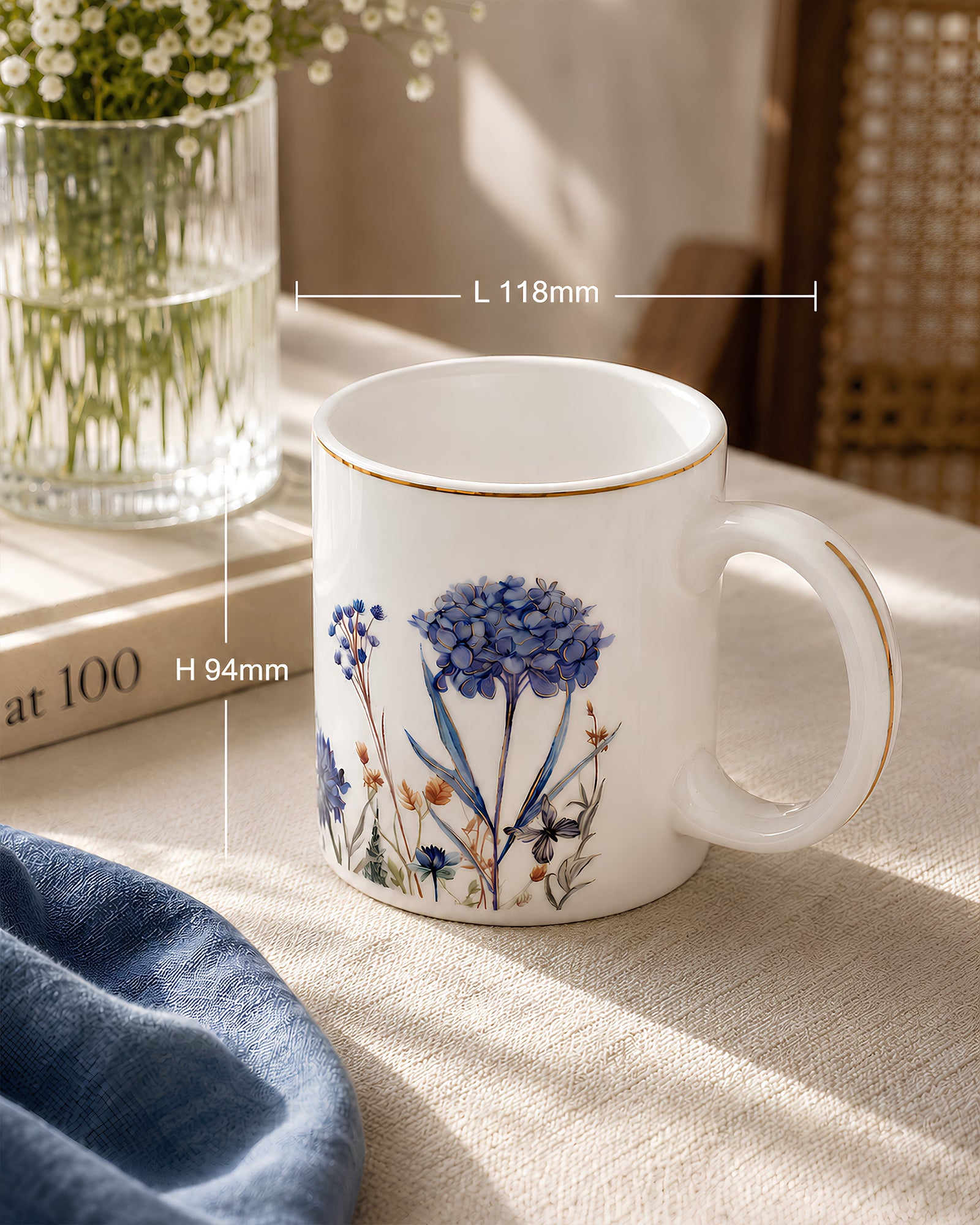 Vola Jardin Blue 320ml Gold Rim Mug | Legacy Collection
