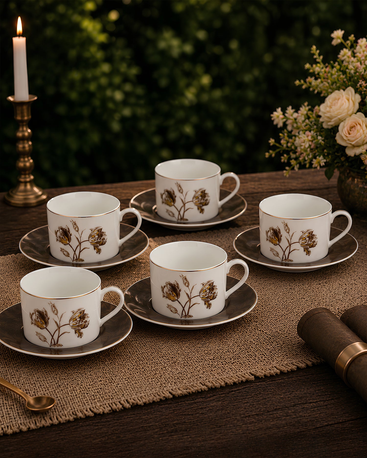Vola Sepia Garden 17-Pc Tea Set | 24K Gold Legacy Edition
