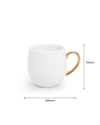 WHITE / Set of 6 * 180ml || Bloom luxurious Tea Mug | Golden handle