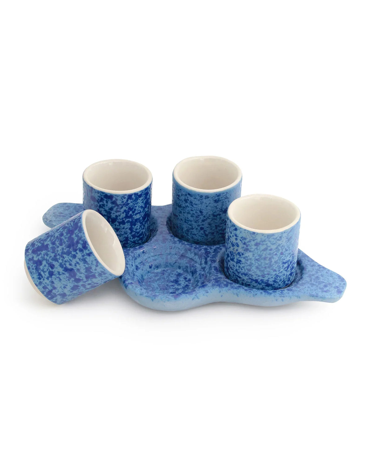 Speckle Pattern Shot Squad Tray – Stoneware Holder Tray with Contemporary Speckled Design - Vola Global