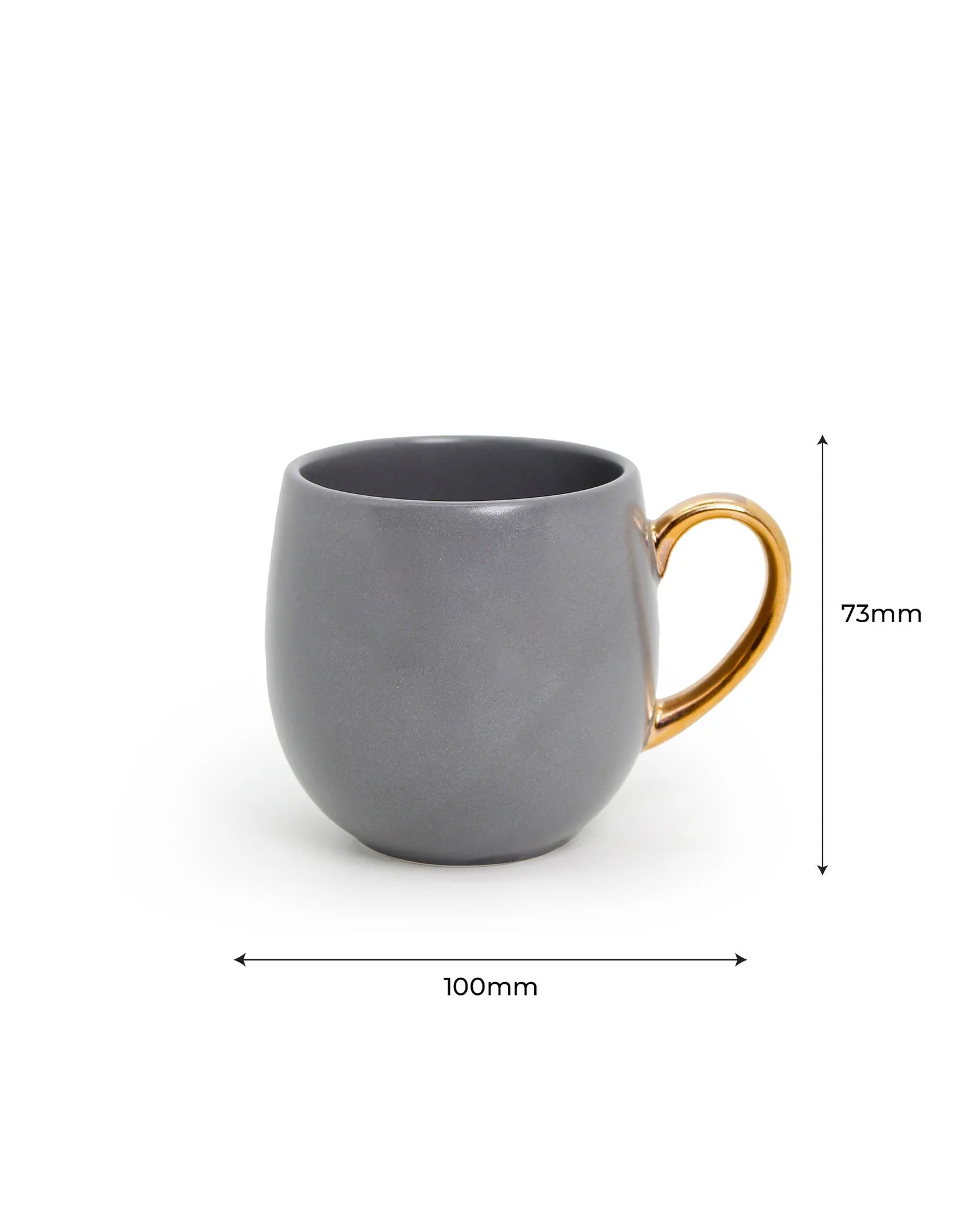 PEBBLE GREY / Set of 6 * 180ml || Bloom luxurious Tea Mug | Golden handle