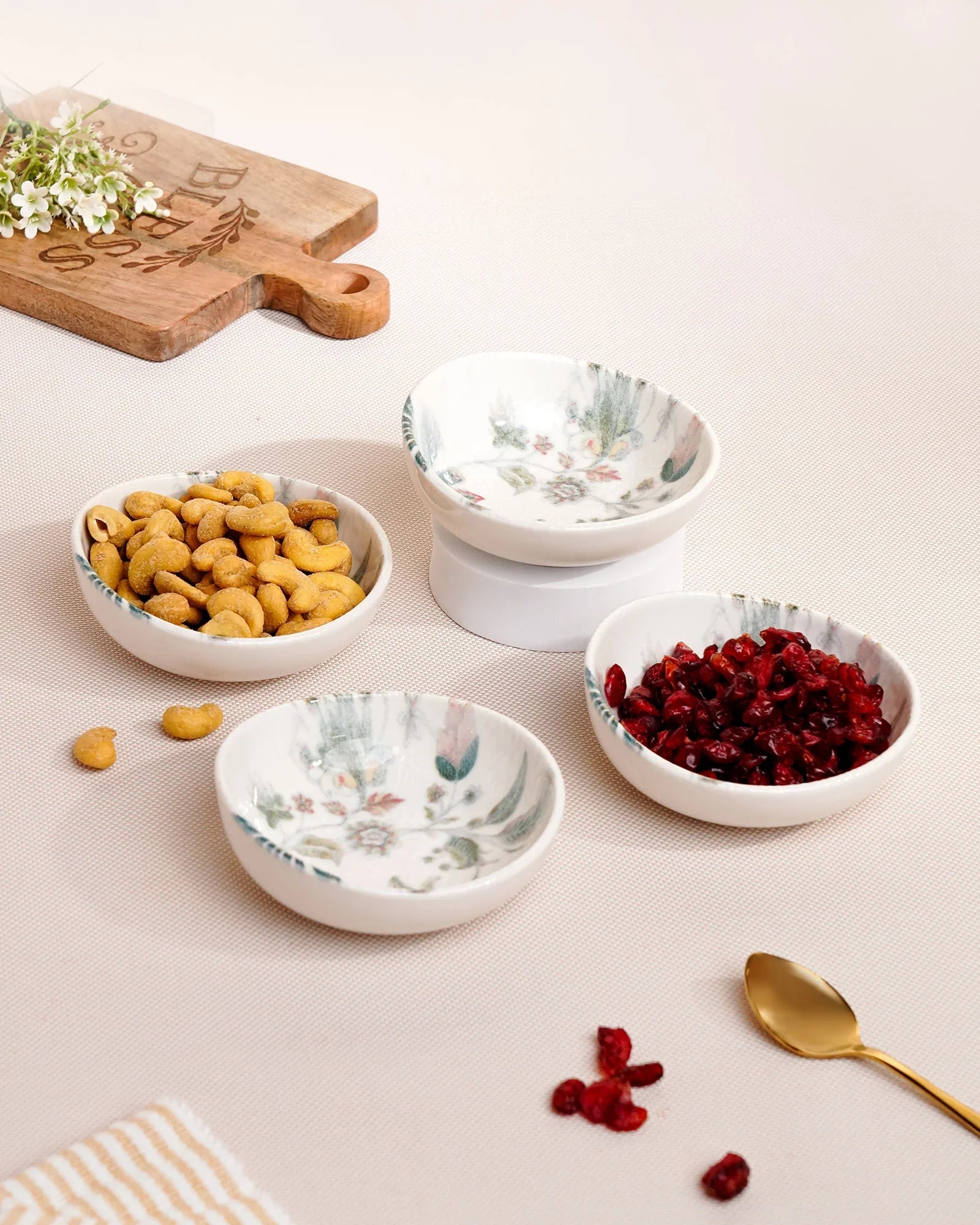 Pixel Round Elevated Fine Porcelain Bowl – 12 cm Designer Snack &amp; Side Bowl Set of 4 - Vola Global