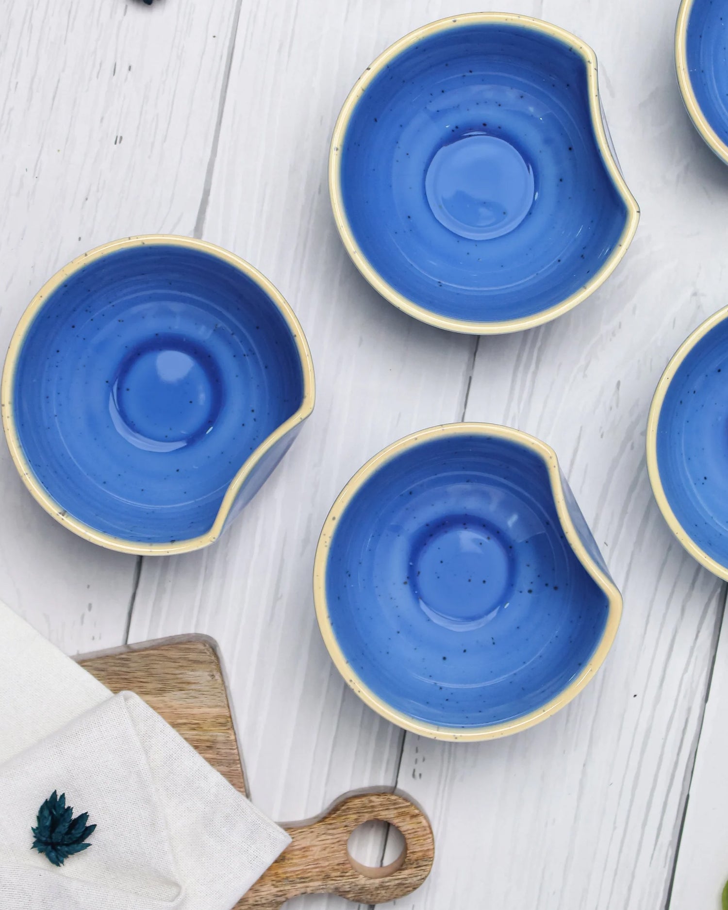 Crystal blue || Organic thumb bowl - Set of 6