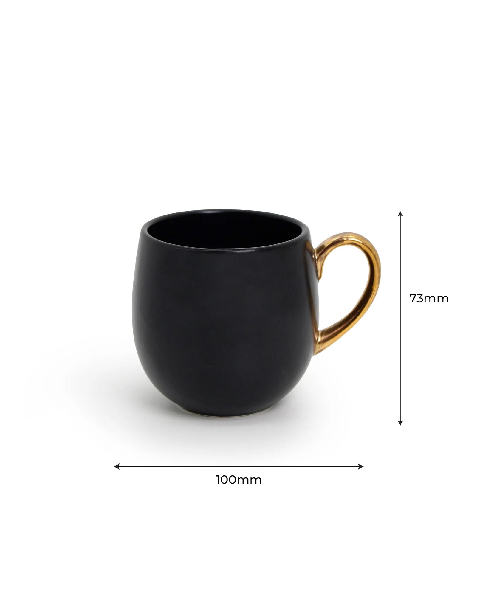 BLACK / Set of 6 * 180ml || Bloom luxurious Tea Mug | Golden handle