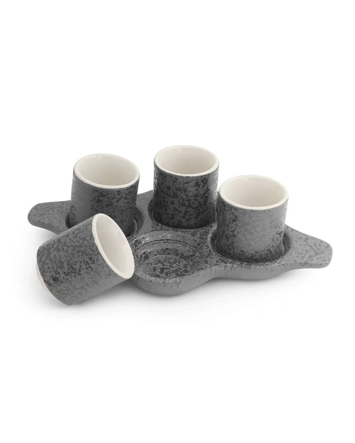 Speckle Pattern Shot Squad Tray – Stoneware Holder Tray with Contemporary Speckled Design - Vola Global